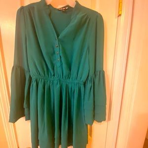 Boutique purchased Deep Teal chiffon style tunic, Peasant sleeves.